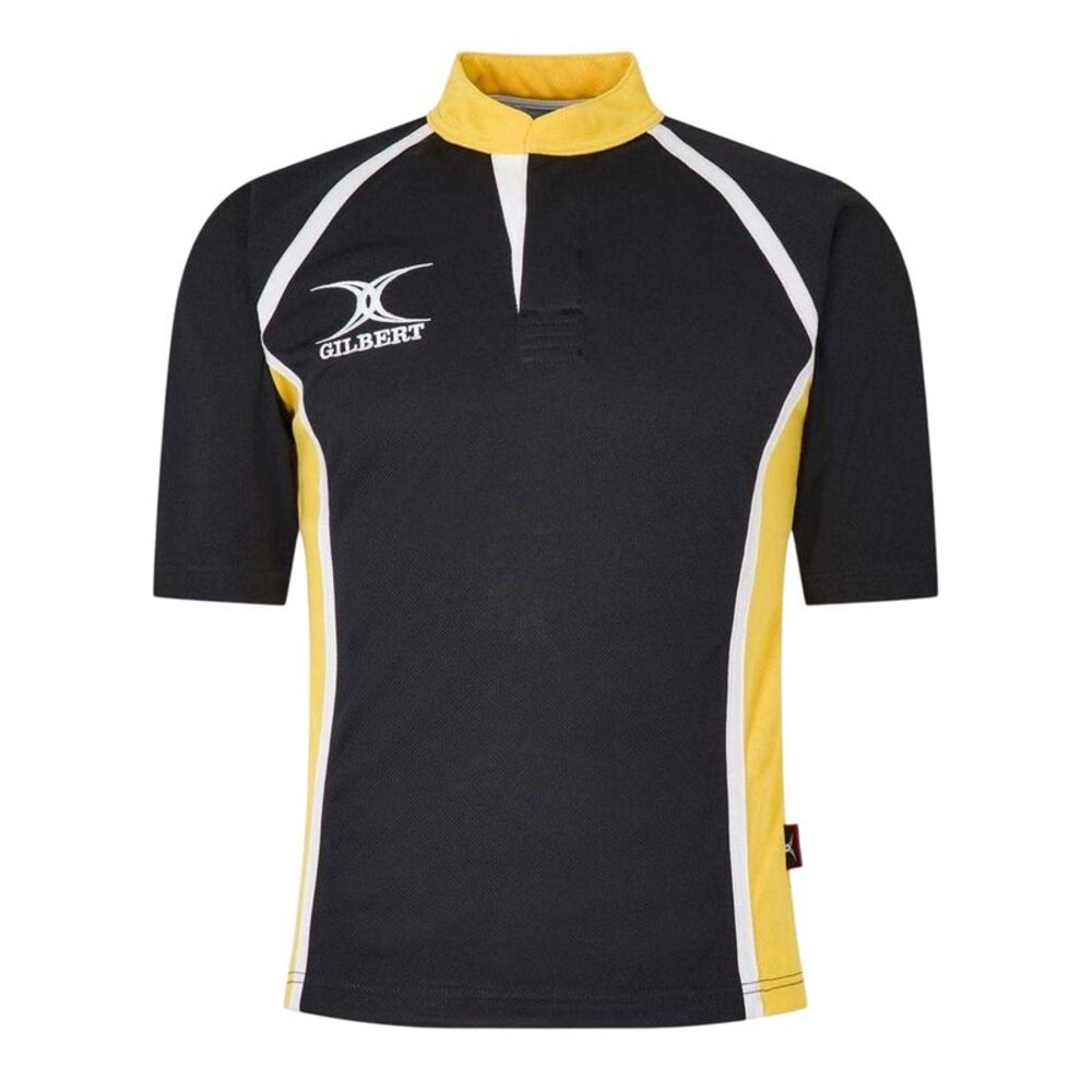 Gilbert Mens Short-Sleeved Rugby Shirt / Black/Yellow